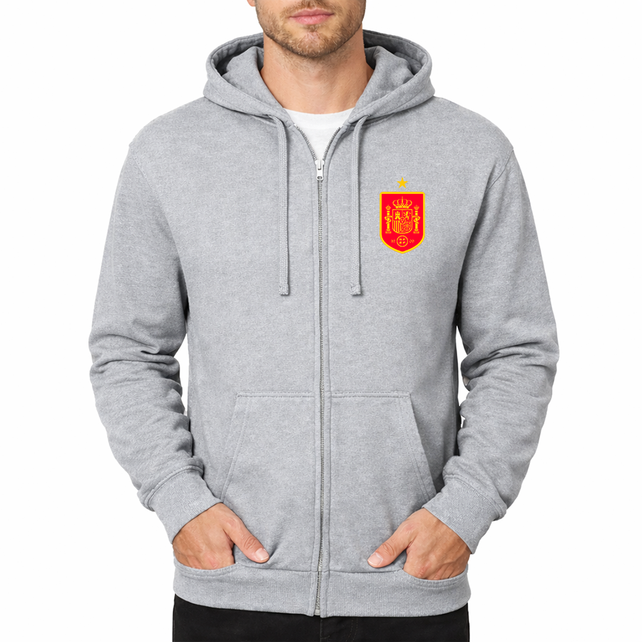 Men's Spain Red Logo National Soccer Team Zipper Hoodie