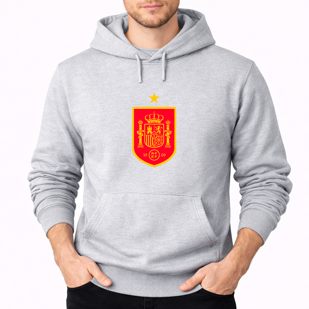 Men's Spain Red Logo National Soccer Team Pullover Hoodie