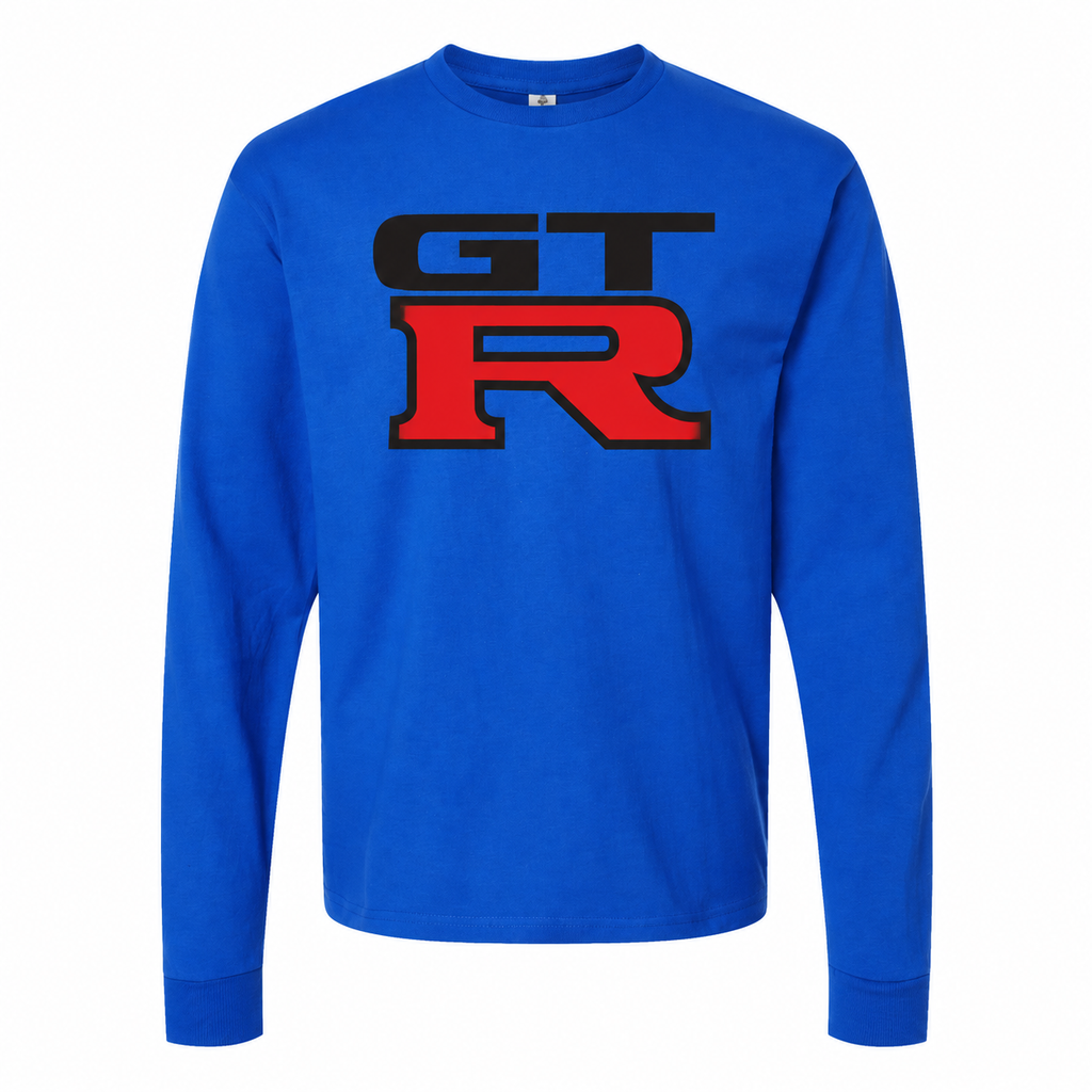 Men's GTR cotton long sleeve T-shirt Blue front