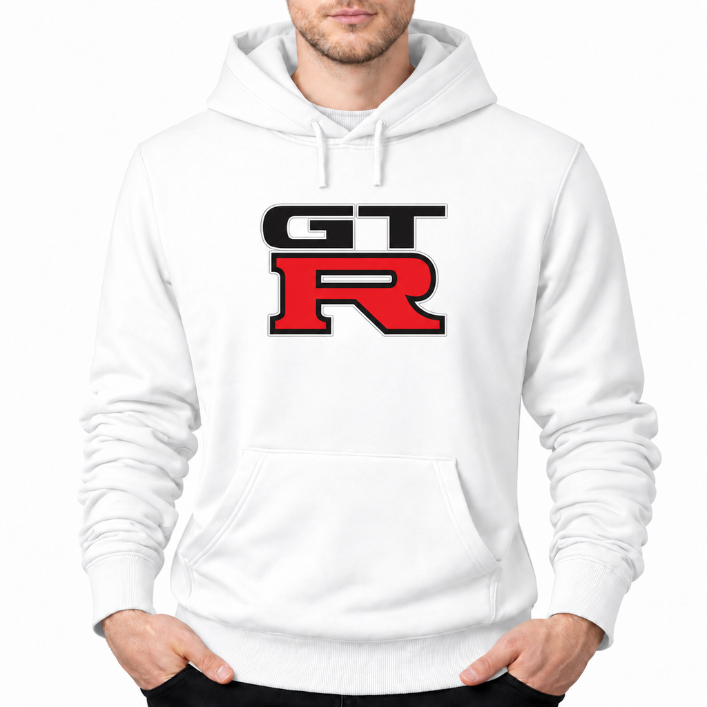 GTR White pullover hoodie front