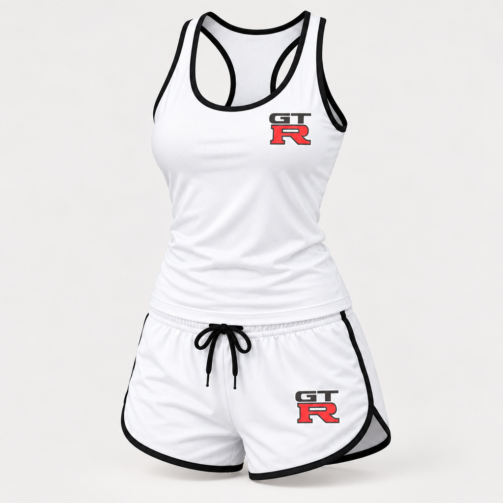 GTR women's tanktop and shorts set Angle | Color: White |