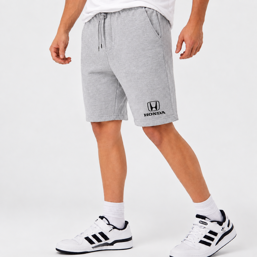 Honda fleece shorts Grey front logo near left hem