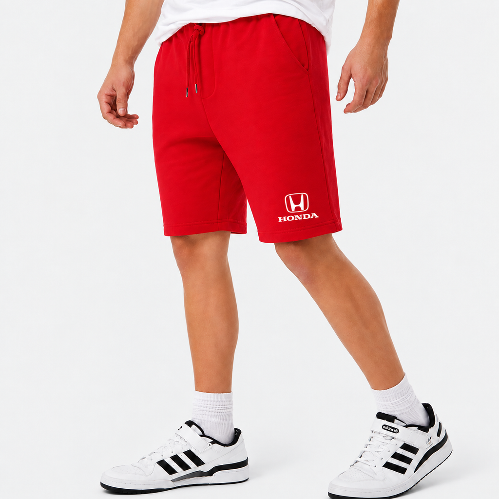 Honda fleece shorts Red front logo near left hem
