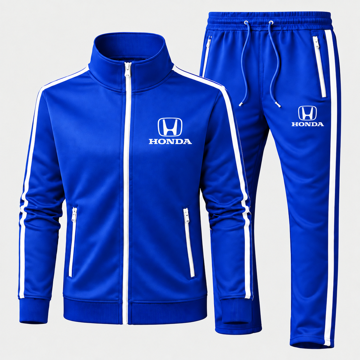 Honda Royal Blue tracksuit front chest and thigh heat transfer