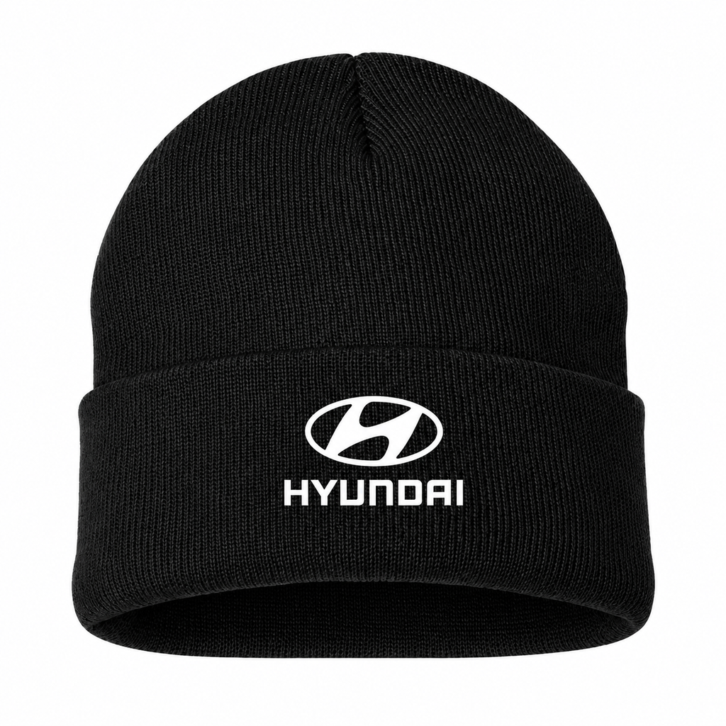Men's Hyundai Beanie Hat — Black — clean front main