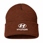 Men's Hyundai Beanie Hat — Brown — clean front main