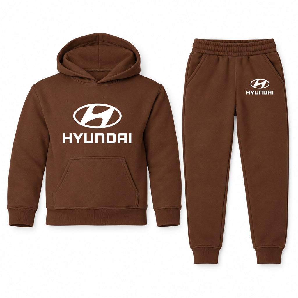Hyundai youth hoodie jogger set, Brown, Youth Large ages 10–12
