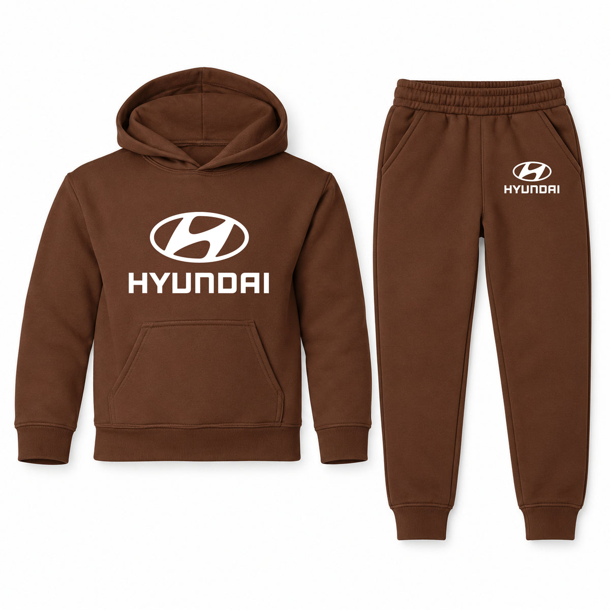 Hyundai youth hoodie jogger set, Brown, Youth Large ages 10–12