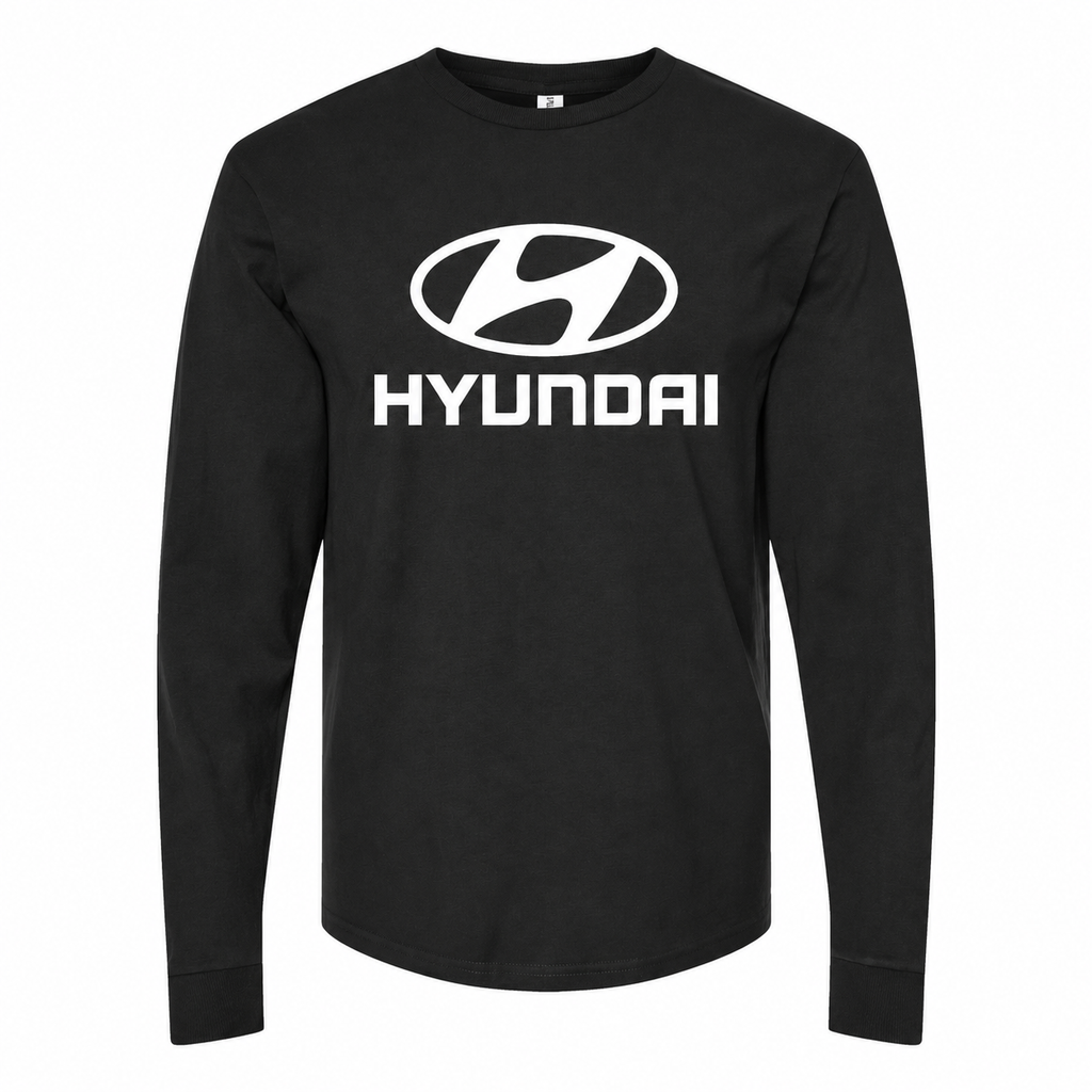 Men's Hyundai cotton long sleeve T-shirt Black front
