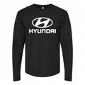Men's Hyundai cotton long sleeve T-shirt Black front