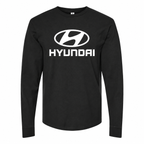 Men's Hyundai cotton long sleeve T-shirt Black front