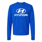 Men's Hyundai cotton long sleeve T-shirt Blue front