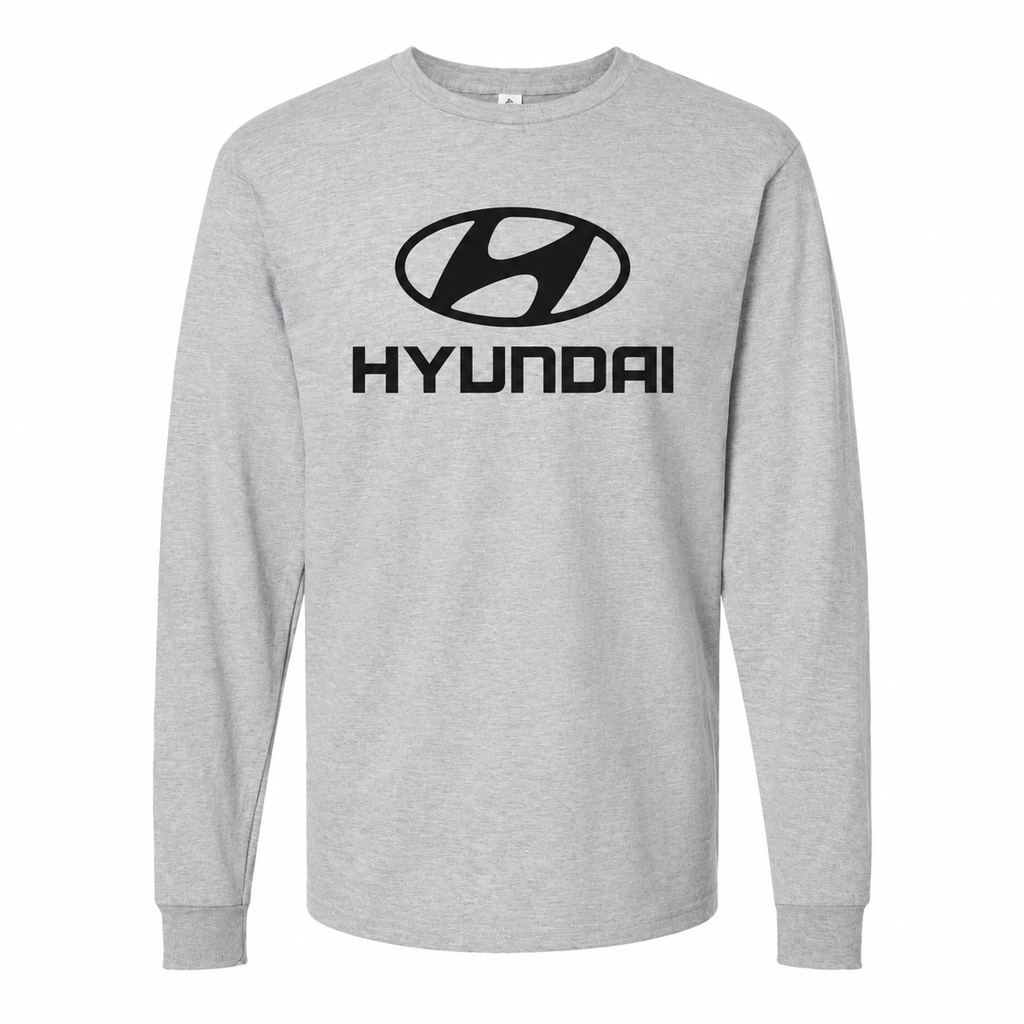 Men's Hyundai cotton long sleeve T-shirt Grey front