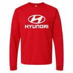 Men's Hyundai cotton long sleeve T-shirt Red front