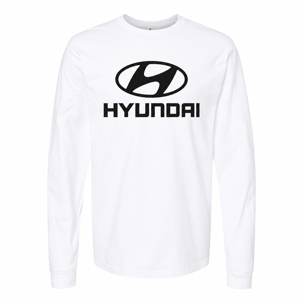 Men's Hyundai cotton long sleeve T-shirt White front