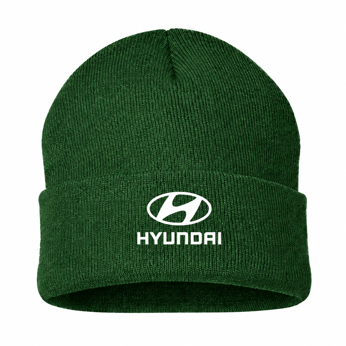 Men's Hyundai Beanie Hat — Forest Green — clean front main