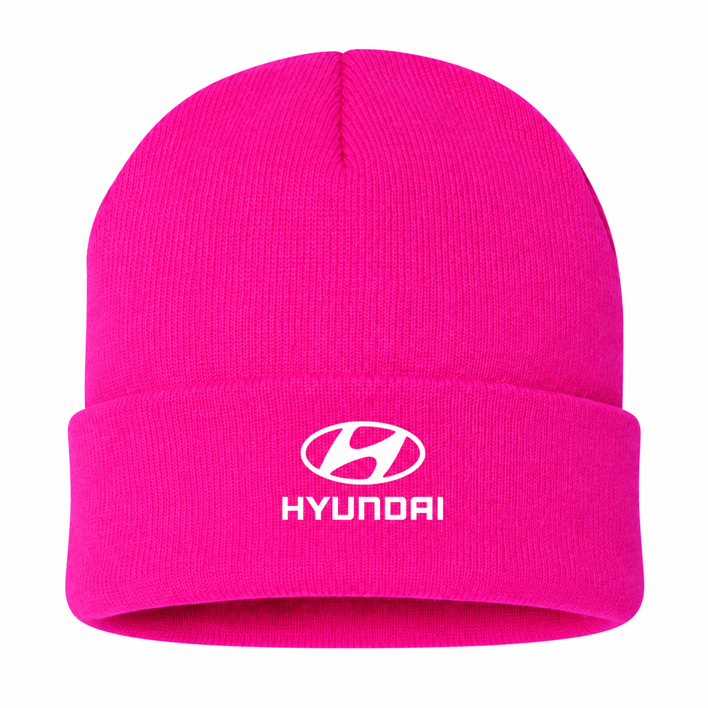 Men's Hyundai Beanie Hat — Hot Pink — clean front main