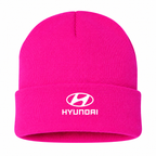 Men's Hyundai Beanie Hat — Hot Pink — clean front main