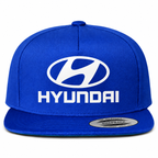 Hyundai snapback Blue front centered heat transfer
