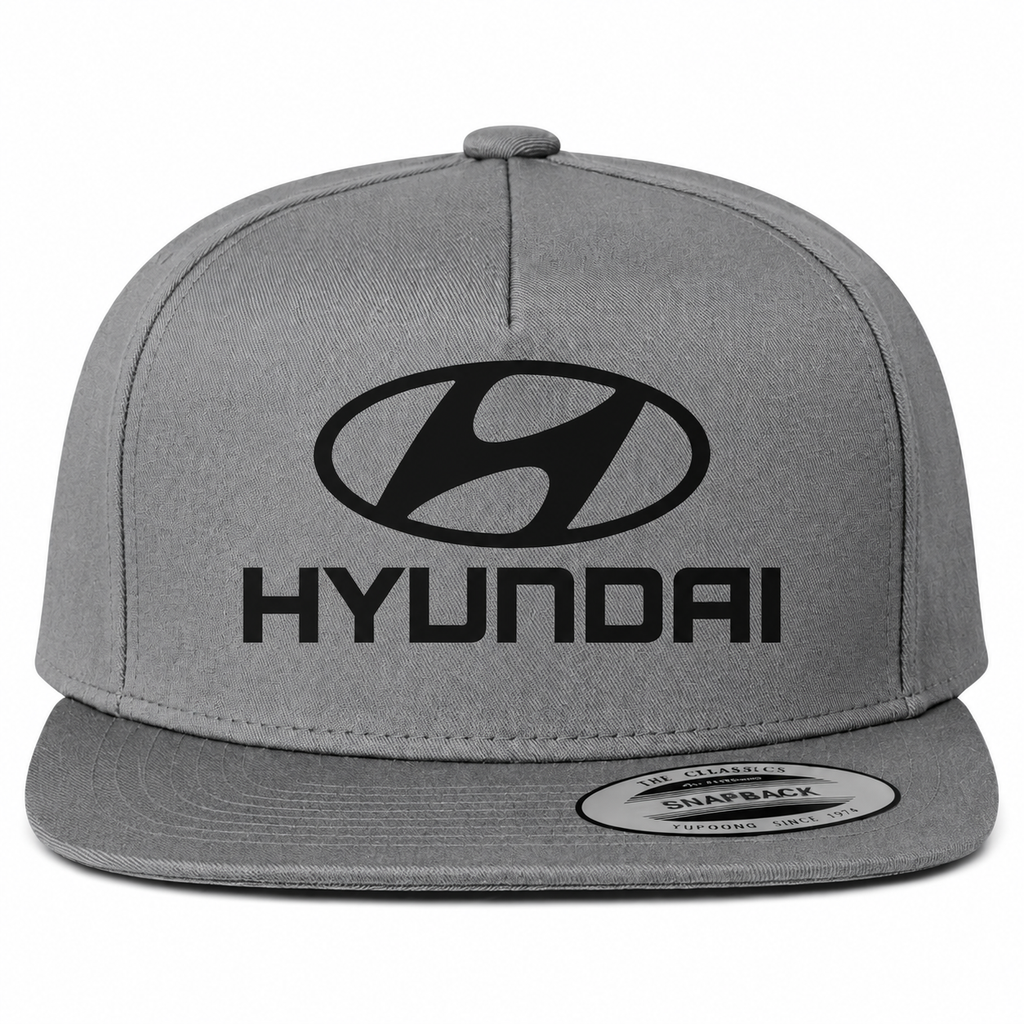 Hyundai snapback Grey front centered heat transfer