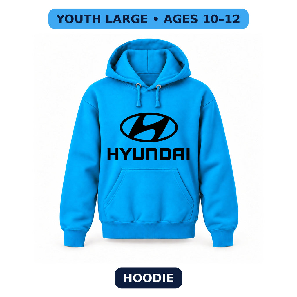 Hyundai - Youth Large Hoodie (Ages 10–12) | Color: Turquoise