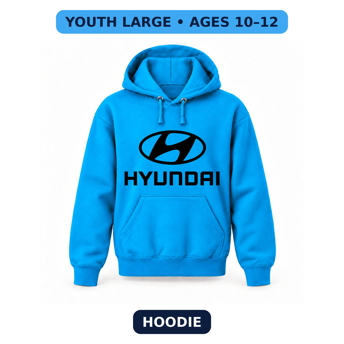 Hyundai - Youth Large Hoodie (Ages 10–12) | Color: Turquoise