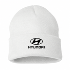 Men's Hyundai Beanie Hat — White — clean front main