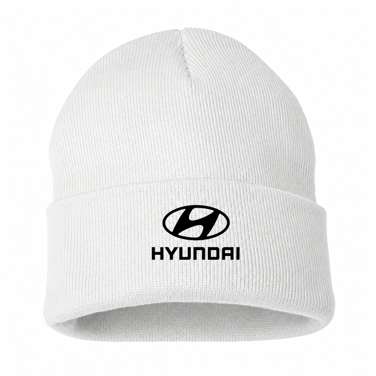 Men's Hyundai Beanie Hat — White — clean front main