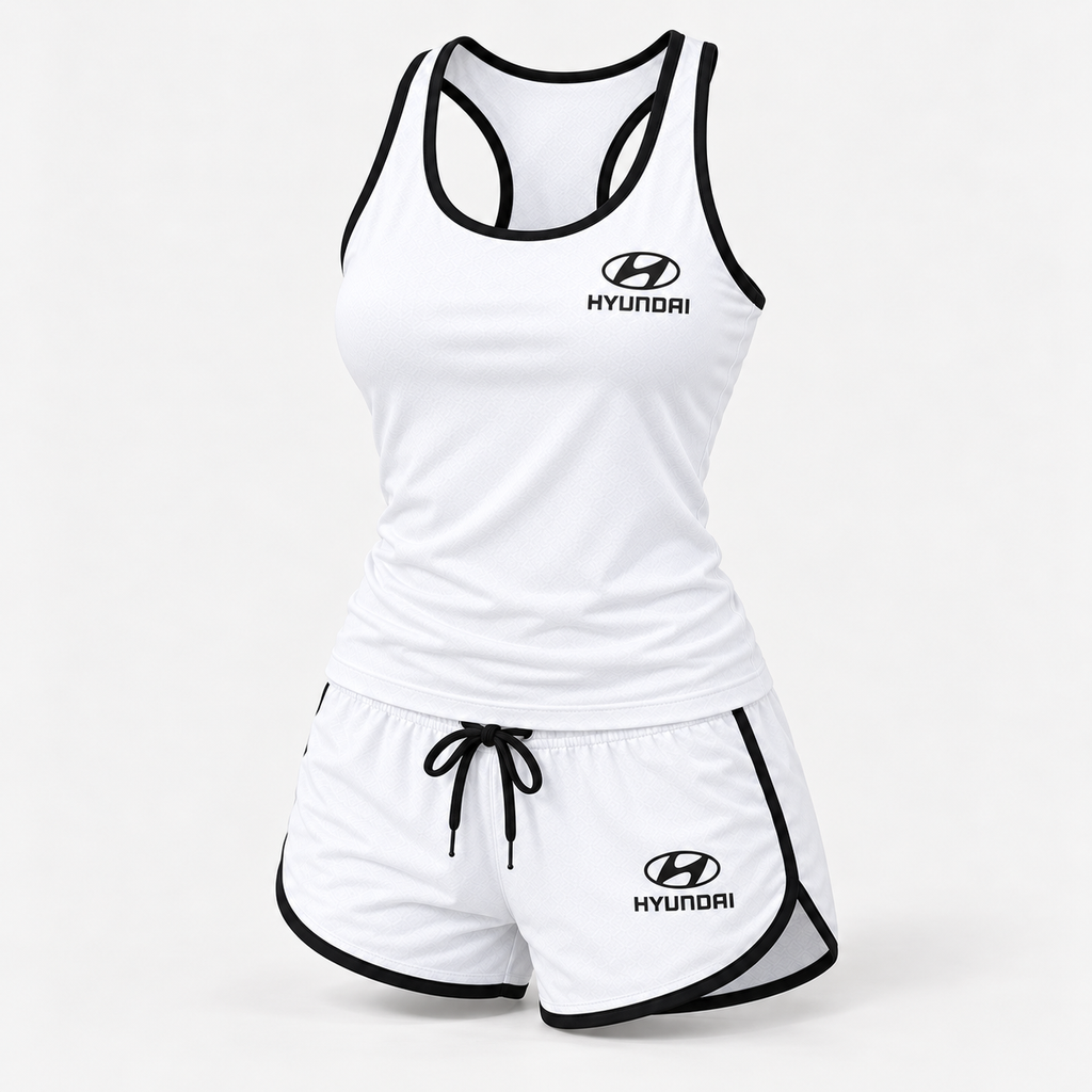 Hyundai women's tanktop and shorts set Angle | Color: White |