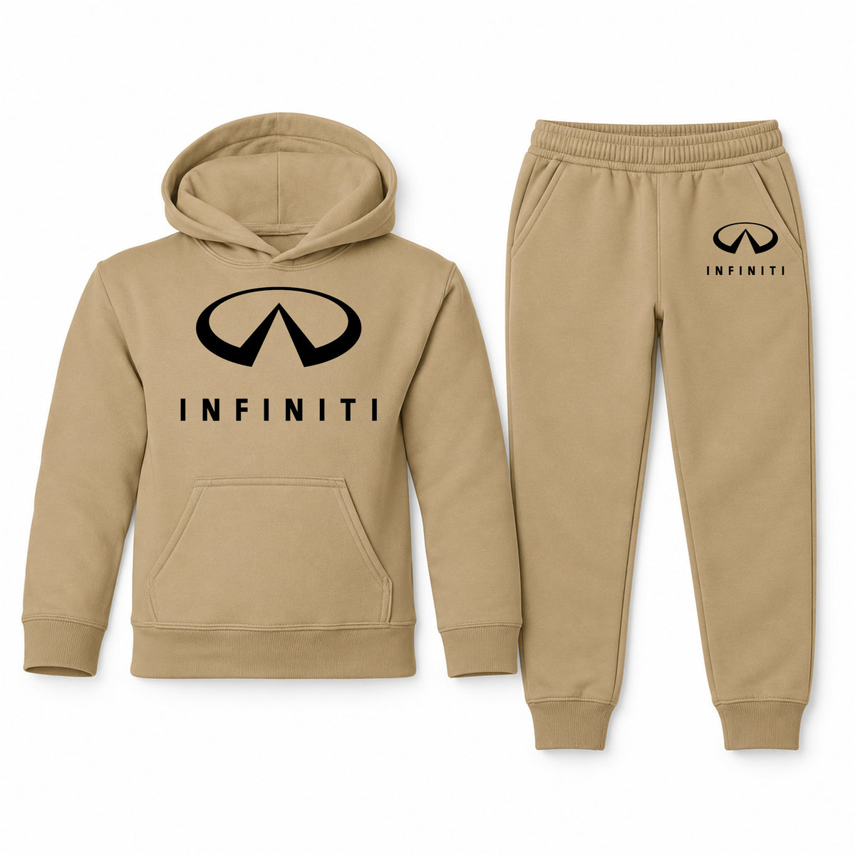 Infiniti youth hoodie jogger set, Khaki, Youth Large ages 10–12