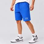 Infiniti Luxury fleece shorts Azure front logo near left hem