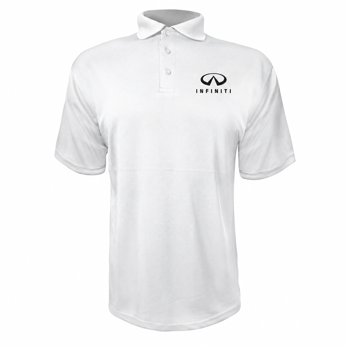 Infiniti Luxury polyester polo — White — source logo on left chest