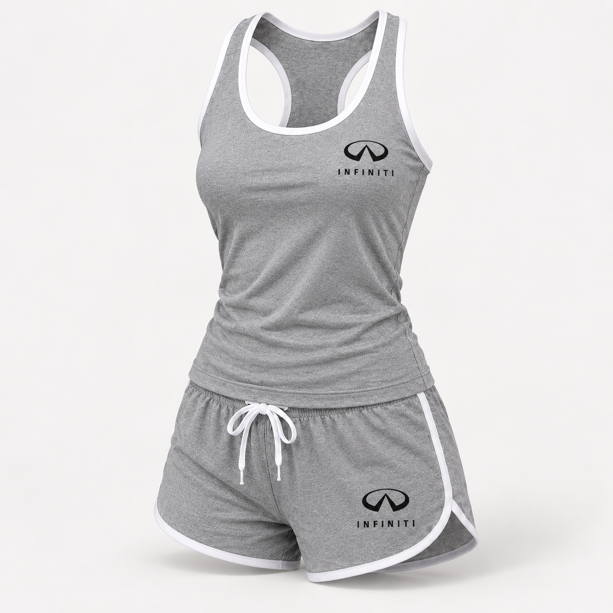 Infiniti women's tanktop and shorts set Angle | Color: Grey |