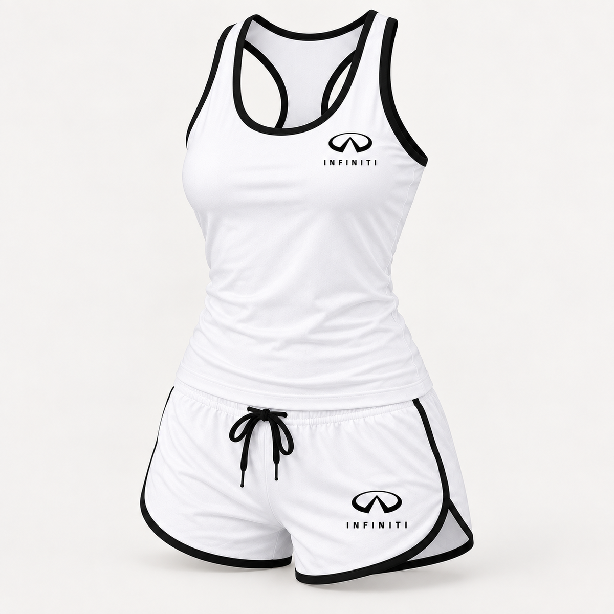 Infiniti women's tanktop and shorts set Angle | Color: White |