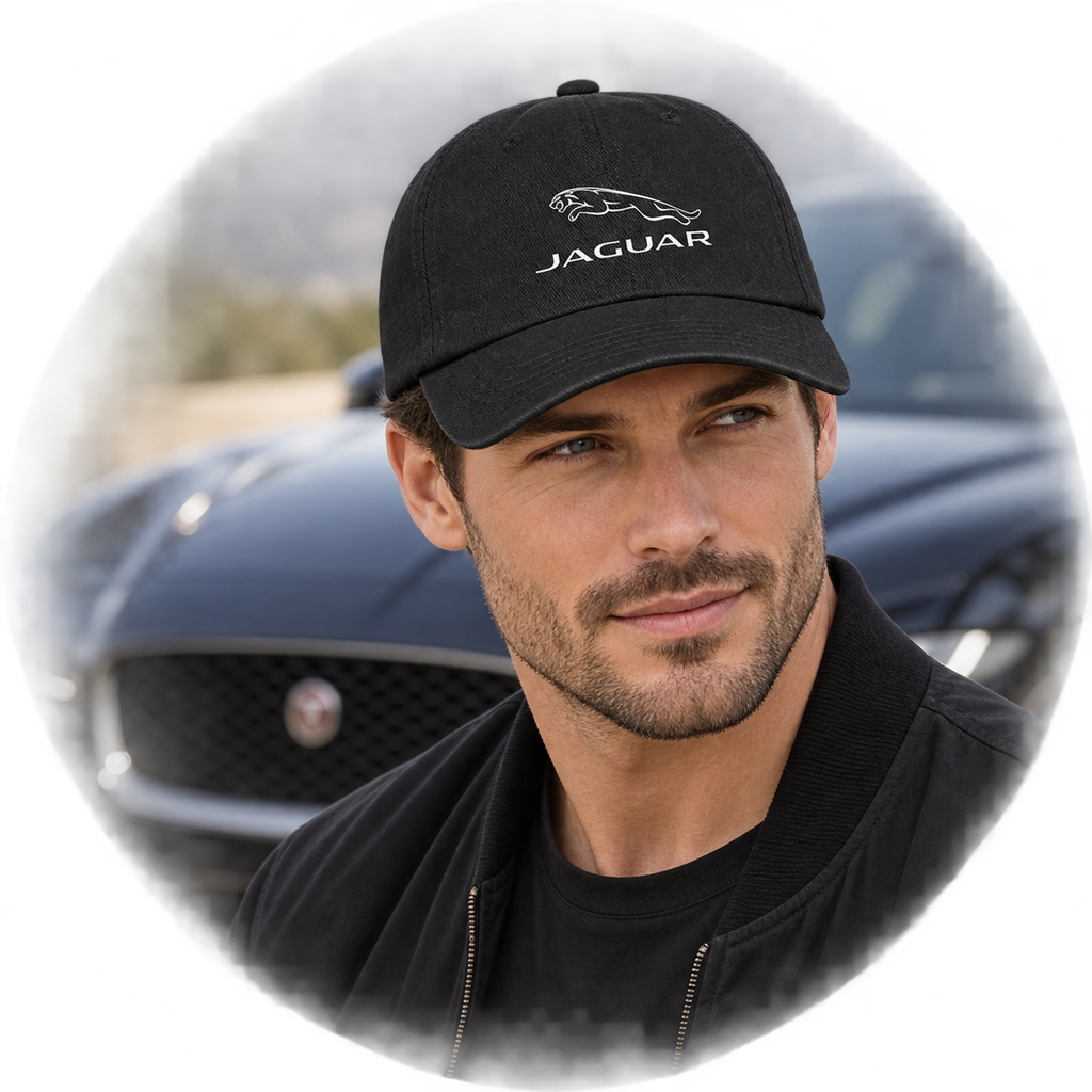 Jaguar Symbol Car Dad Baseball Cap Hat | Color: Black | Image 5