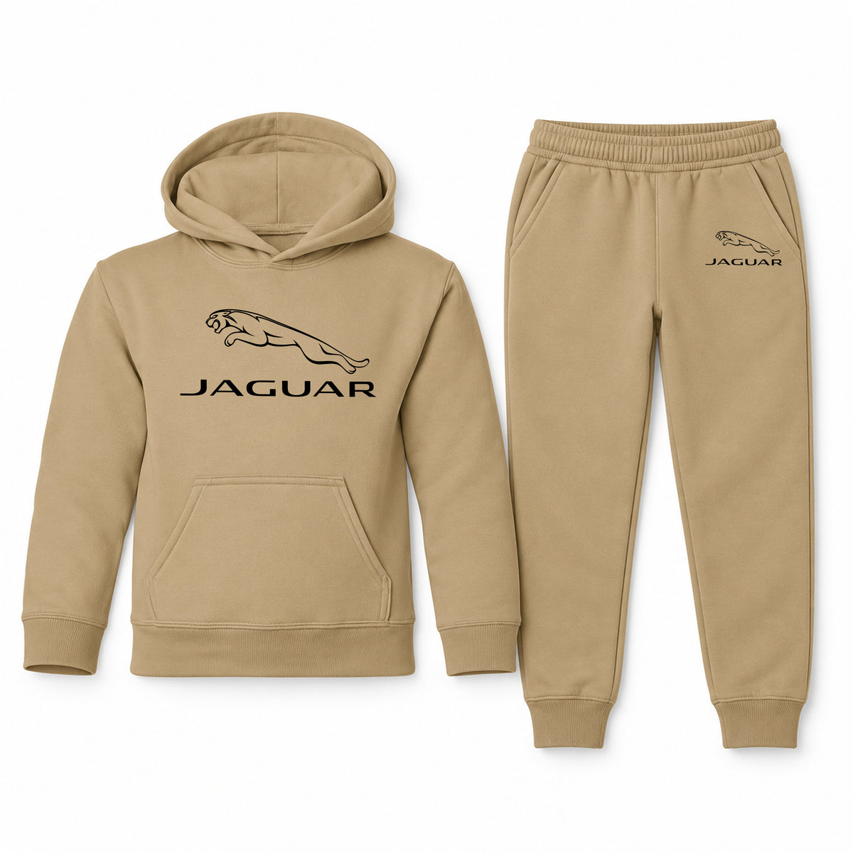 Jaguar youth hoodie jogger set, Khaki, Youth Large ages 10–12