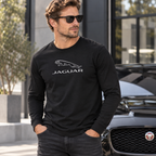 Men’s Jaguar Symbol Car Cotton Long Sleeve T-Shirt | Color: Black | Image 3