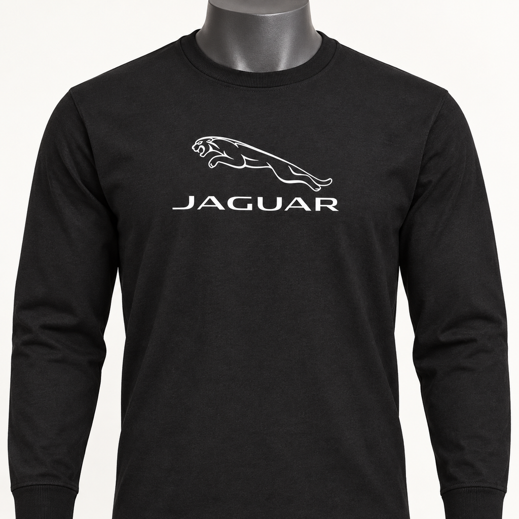 Men’s Jaguar Symbol Car Cotton Long Sleeve T-Shirt | Color: Black | Image 4