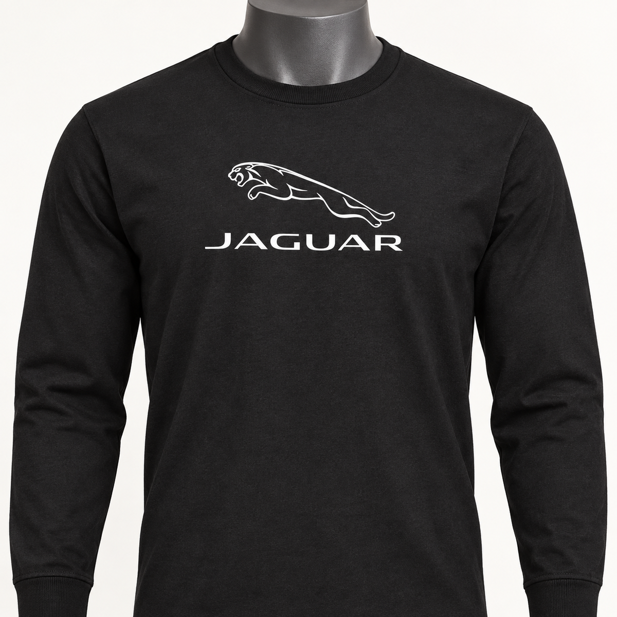 Men’s Jaguar Symbol Car Cotton Long Sleeve T-Shirt | Color: Black | Image 4