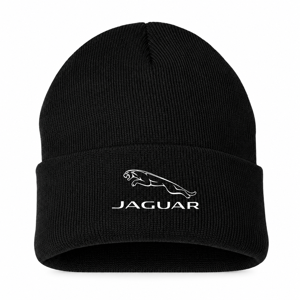 Men's Jaguar Symbol Beanie Hat — Black — clean front main