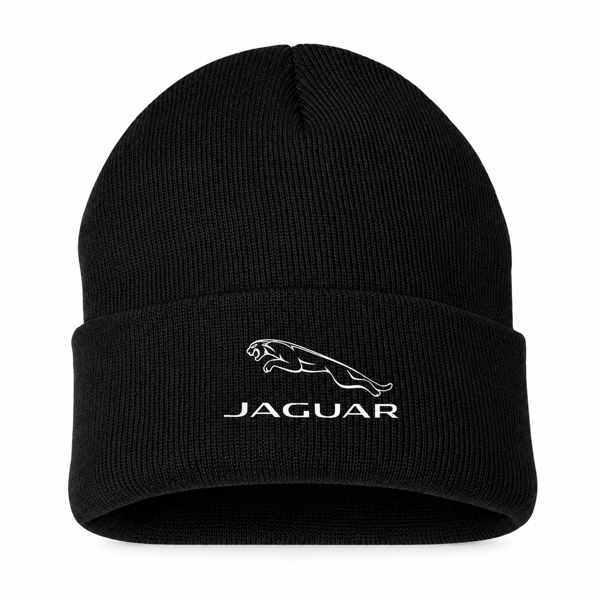 Men's Jaguar Symbol Beanie Hat — Black — clean front main