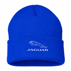 Men's Jaguar Symbol Beanie Hat — Blue — clean front main