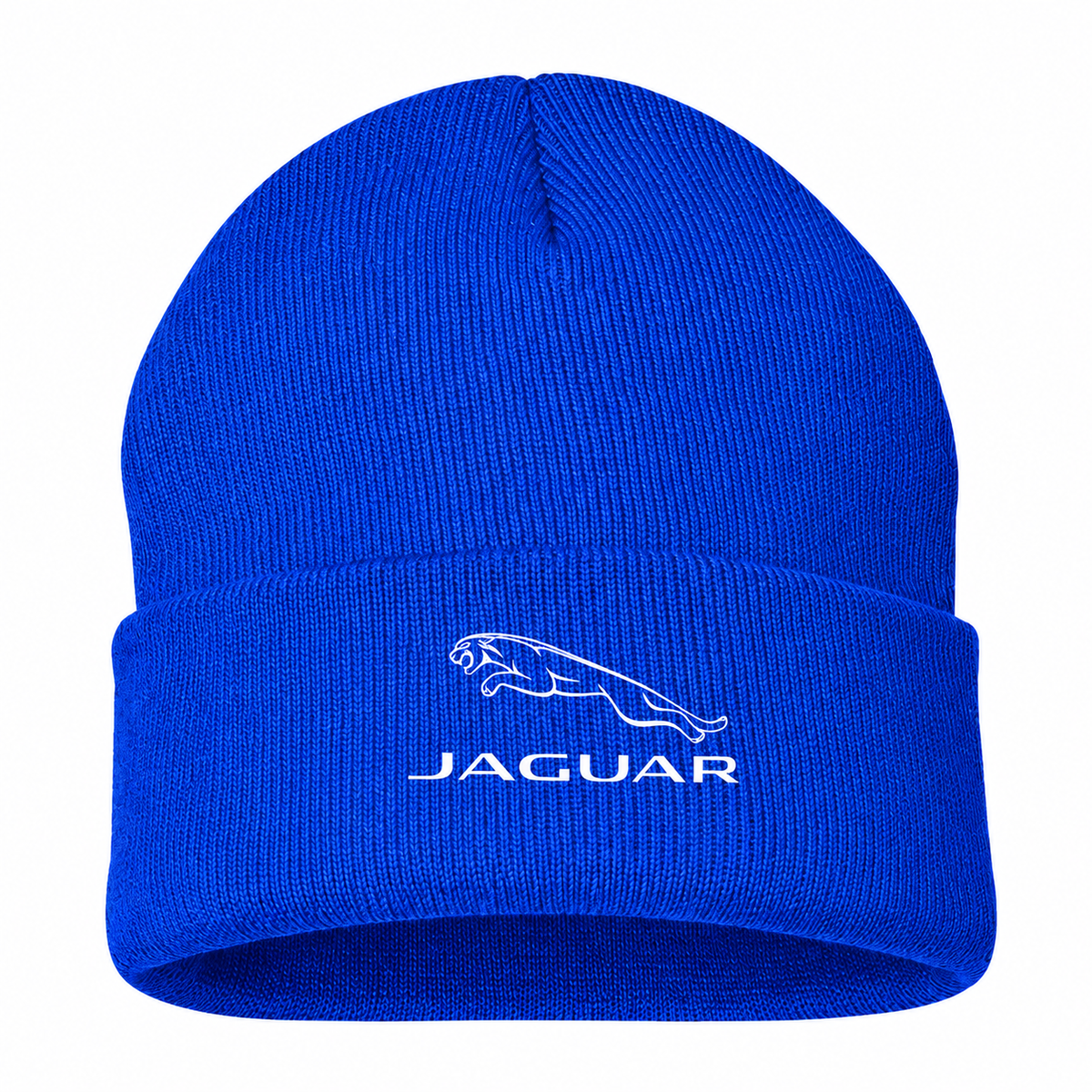Men's Jaguar Symbol Beanie Hat — Blue — clean front main