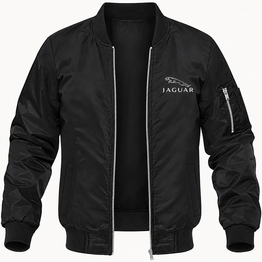 Men’s Jaguar Symbol Car Lightweight Bomber Jacket | Color: Black | Image 2