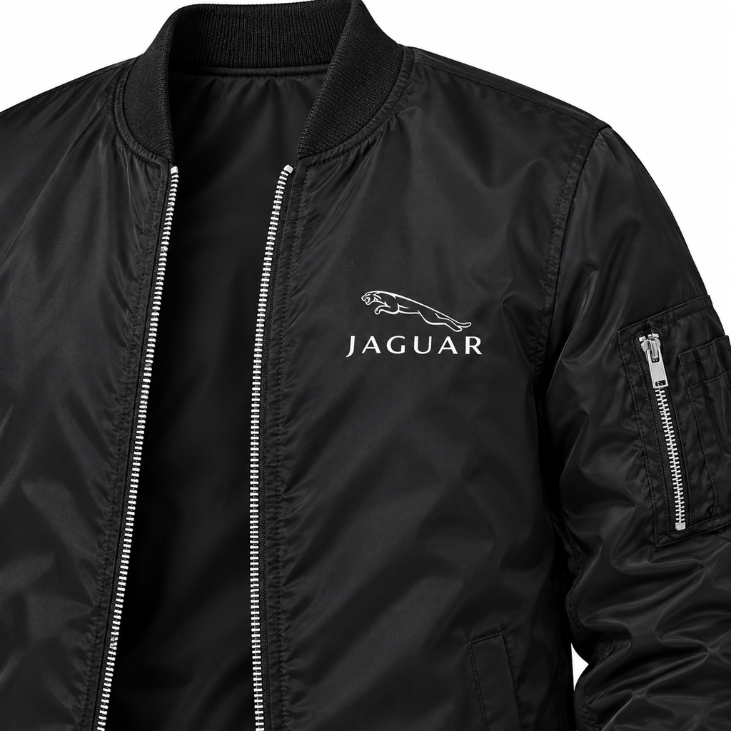 Men’s Jaguar Symbol Car Lightweight Bomber Jacket | Color: Black | Image 4