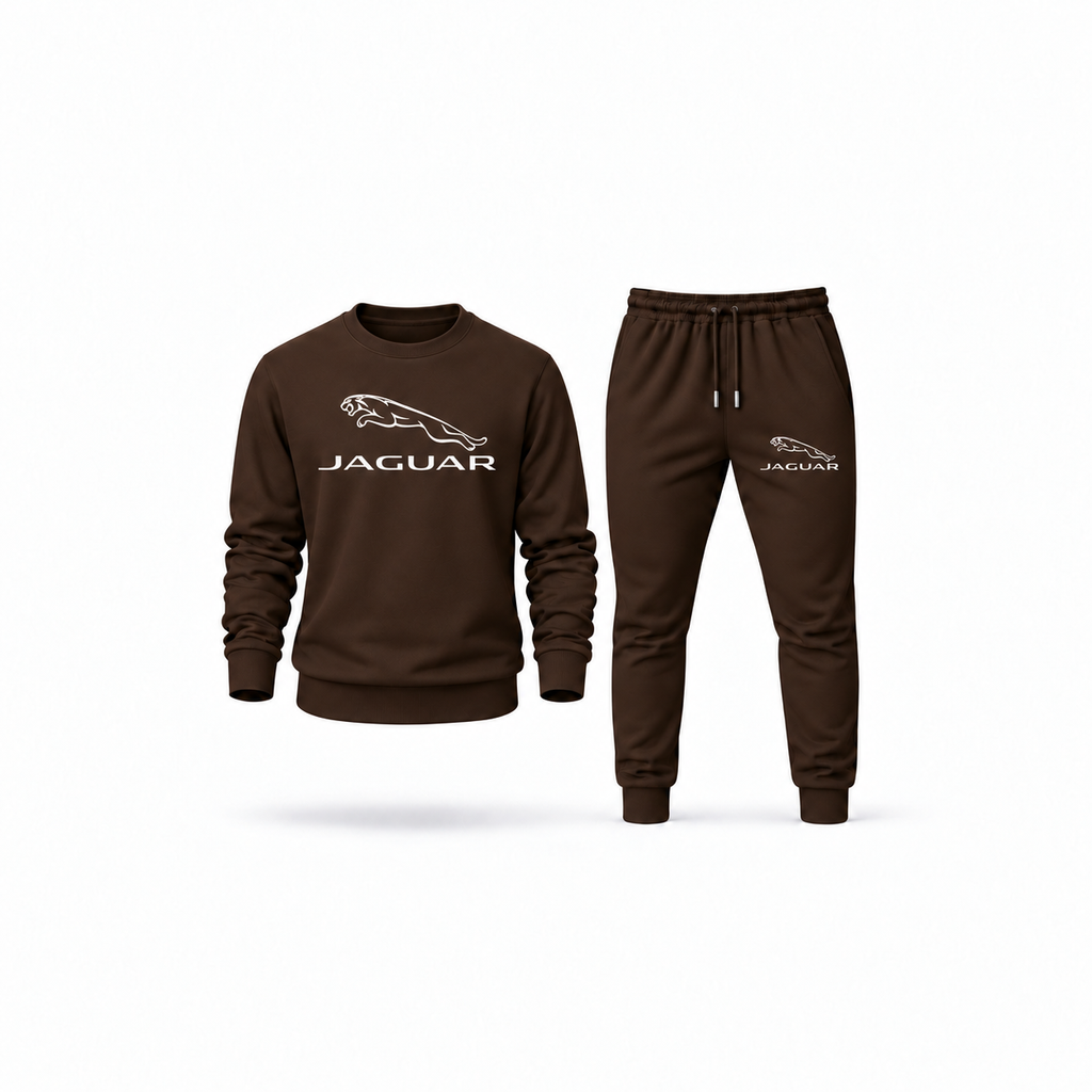 Men's Jaguar Symbol Sweatshirt Joggers Set | Color: Brown | Main
