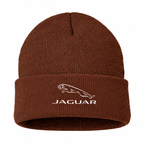 Men's Jaguar Symbol Beanie Hat — Brown — clean front main