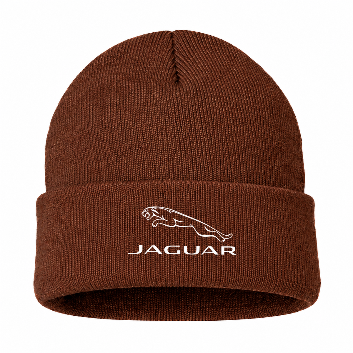 Men's Jaguar Symbol Beanie Hat — Brown — clean front main