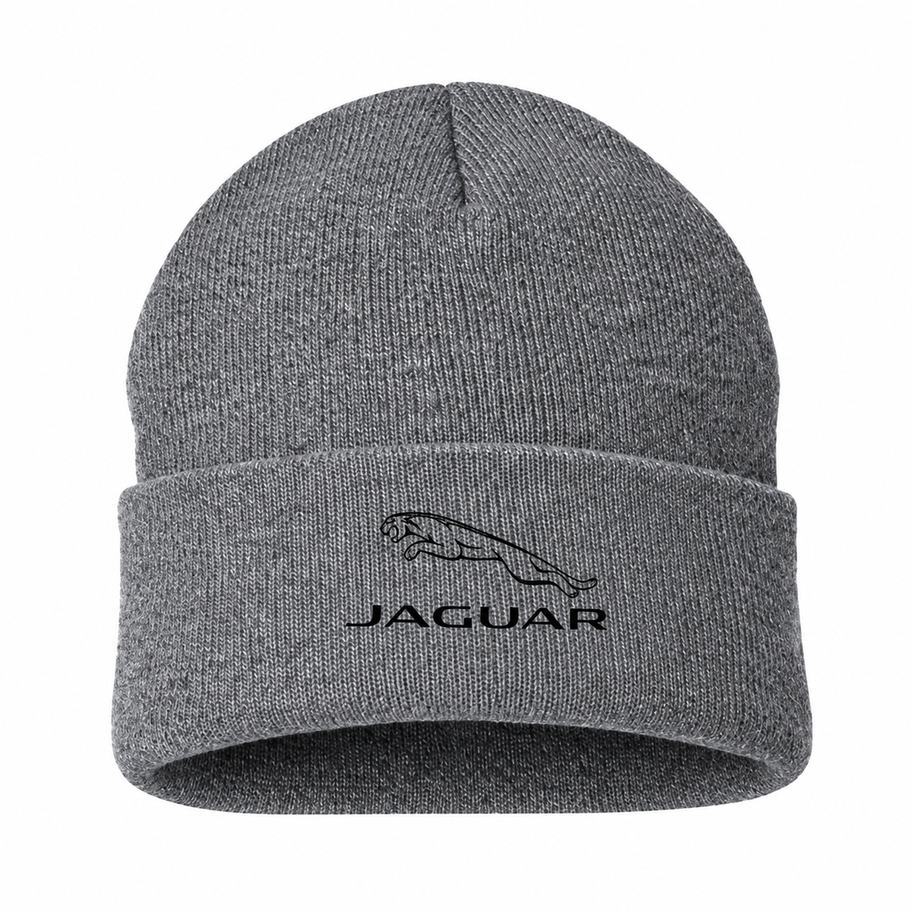 Men's Jaguar Symbol Beanie Hat — Gray — clean front main