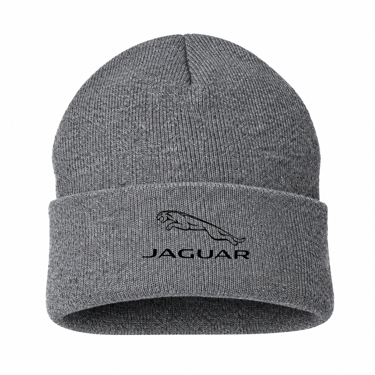 Men's Jaguar Symbol Beanie Hat — Gray — clean front main